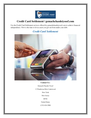 Credit Card Settlement gemachchasdeiyosef.com