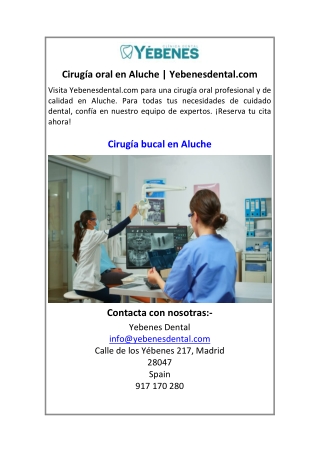 Cirugía oral en Aluche  Yebenesdental.com