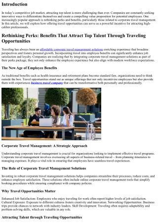 Rethinking Perks: Benefits That Attract Top Talent Through Traveling Opportuniti