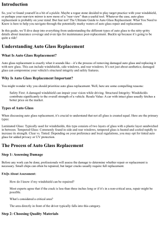 The Ultimate Guide to Auto Glass Replacement: What You Need to Know