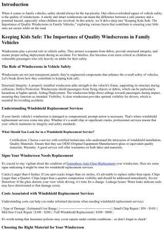 Keeping Kids Safe: The Importance of Quality Windscreens in Family Vehicles