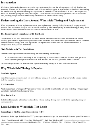 Understanding the Laws Around Windshield Tinting and Replacement