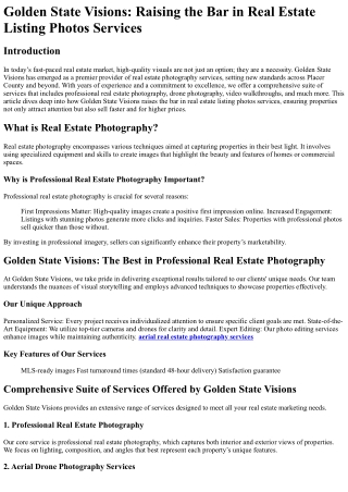 Golden State Visions Raising the Bar in Real Estate Listing Photos Services