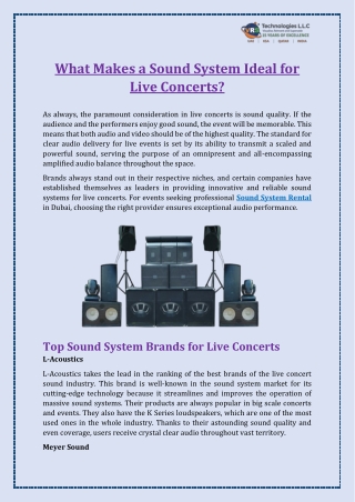 What Makes a Sound System Ideal for Live Concerts?