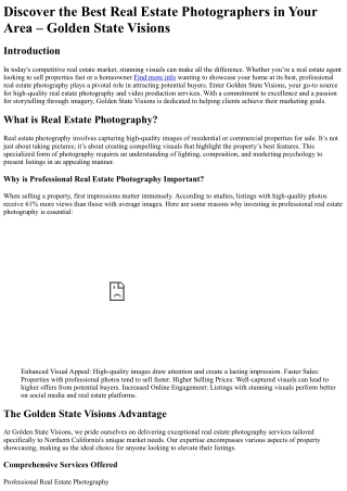Discover the Best Real Estate Photographers in Your Area – Golden State Visions