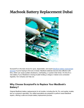 Macbook Battery Replacement Dubai