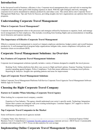 Corporate Travel Management Made Easy: Tips and Tools for Success