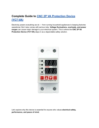 Complete Guide to CNC 2P VA Protection Device (YC7-VA)