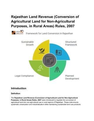 Rajasthan Land Revenue (Conversion of Agricultural Land for Non-Agricultural Purposes, in Rural Areas) Rules, 2007