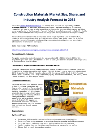 Construction Materials Industry Report: Size, Share, and Market Forecast 2032