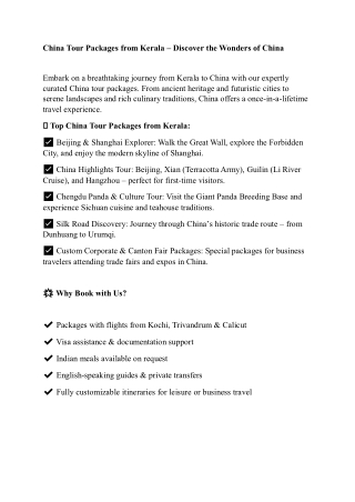 China Tour Packages from Kerala  Discover the Wonders of China