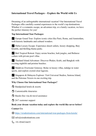 International Travel Packages  Explore the World with Us