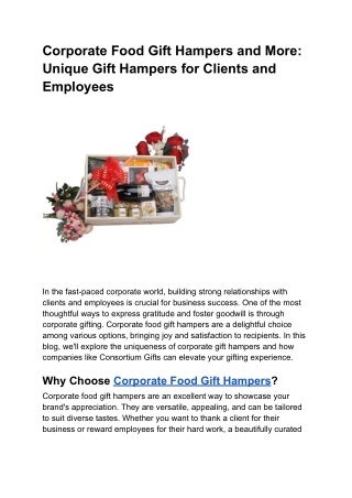 Corporate Food Gift Hampers and More_ Unique Gift Hampers for Clients and Employees