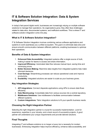 IT & Software Solution Integration: Data & System Integration Services | Transcodezy IT Solution