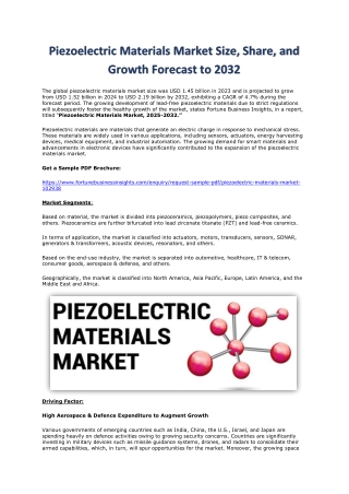 Piezoelectric Materials Market Share Insights and Competitive Landscape by 2032