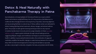 How Panchakarma Therapy in Patna Helps Restore Health Naturally