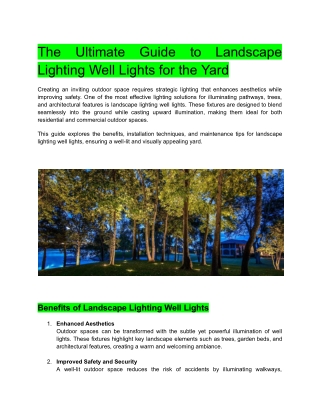 The Ultimate Guide to Landscape Lighting Well Lights for the Yard