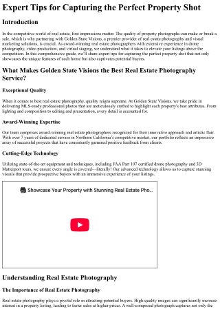Expert Tips for Capturing the Perfect Property Shot