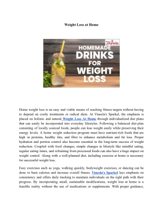 Weight Loss at Home | Vineela’s Sparkel Wellness Center