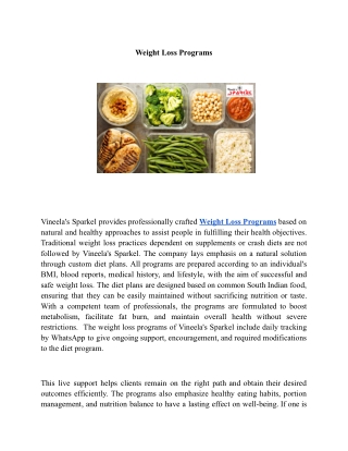 Weight Loss Programs | Vineela’s Sparkel Wellness Center