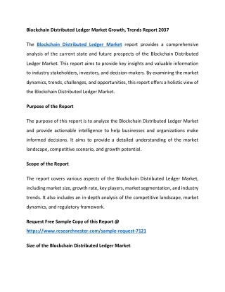 Blockchain Distributed Ledger Market Growth, Trends Report 2037