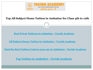 Top All Subject Home Tuition in Ambattur for Class 4th to 12th