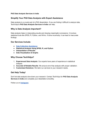 PhD Data Analysis Services in India