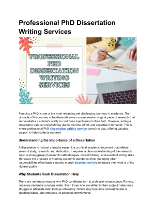 Best PhD Dissertation Writing Services for Scholars