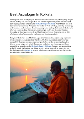 Best Astrologer In Kolkata