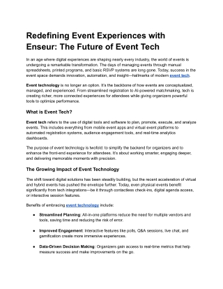 Redefining Event Experiences with Enseur The Future of Event Tech