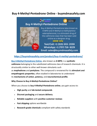 Buy 4-Methyl-Pentedrone Online - buymdmasafely