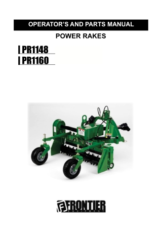 John Deere PR1160 Power Rakes Operator’s and Parts Manual Instant Download (Publication No. 5SPP999600)