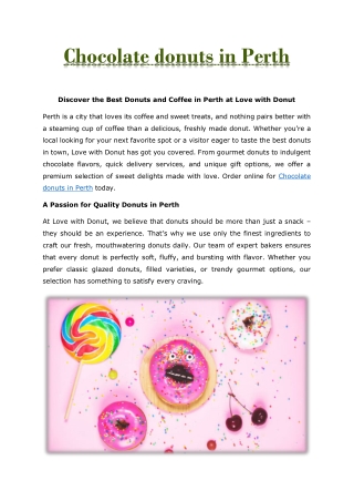 Chocolate donuts in Perth