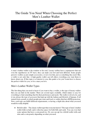The Guide You Need When Choosing the Perfect Mens Leather Wallet