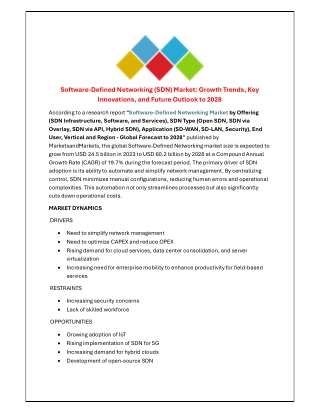 Software-Defined Networking (SDN) Market: Growth Trends, Key Innovations