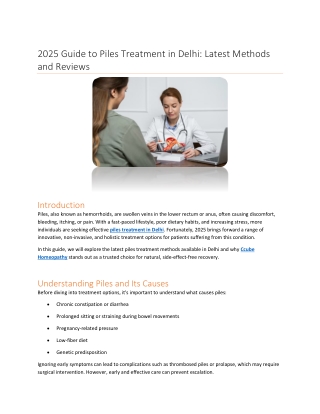 2025 Guide to Piles Treatment in Delhi Latest Methods and Reviews