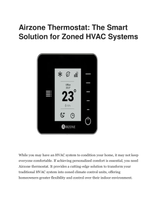 Duct-IN - Airzone HVAC Control Solutions for Optimal Comfort