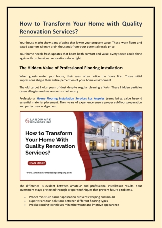 How to Transform Your Home with Quality Renovation Services