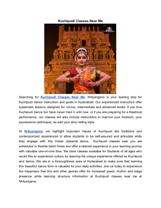 Kuchipudi Classes Near Me | Nrityangana