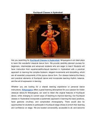 Kuchipudi Classes in Hyderabad | Nrityangana