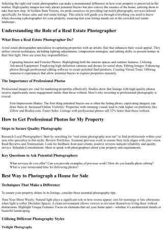 How to Select a Real Estate Photographer Essential Tips and Tricks