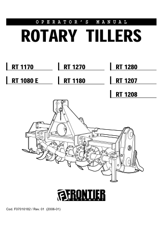 John Deere RT1170 Rotary Tillers Operator’s Manual Instant Download (Publication No. MHF07010182)