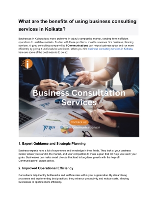What are the benefits of using business consulting services in Kolkata