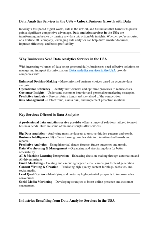 Data Analytics Services in the USA