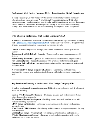 Professional Web Design Company USA