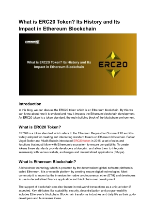 What is ERC20 Token Its History and Its Impact in Ethereum Blockchain