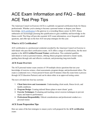ACE Exam Information and FAQ – Best ACE Test Prep Tips