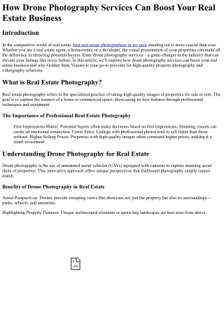 How Drone Photography Services Can Boost Your Real Estate Business