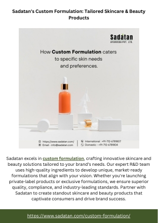 Sadatan's Custom Formulation Tailored Skincare & Beauty Products