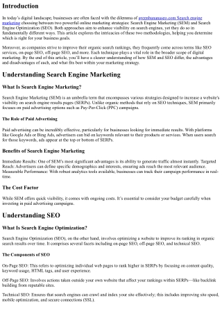 Search Engine Marketing vs. SEO: Which Is Right for You?